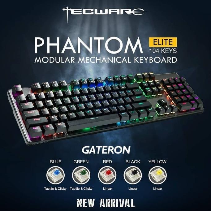 Tecware Phantom Elite -104 Keys - Gateron YELLOW Switch- mech keyboard