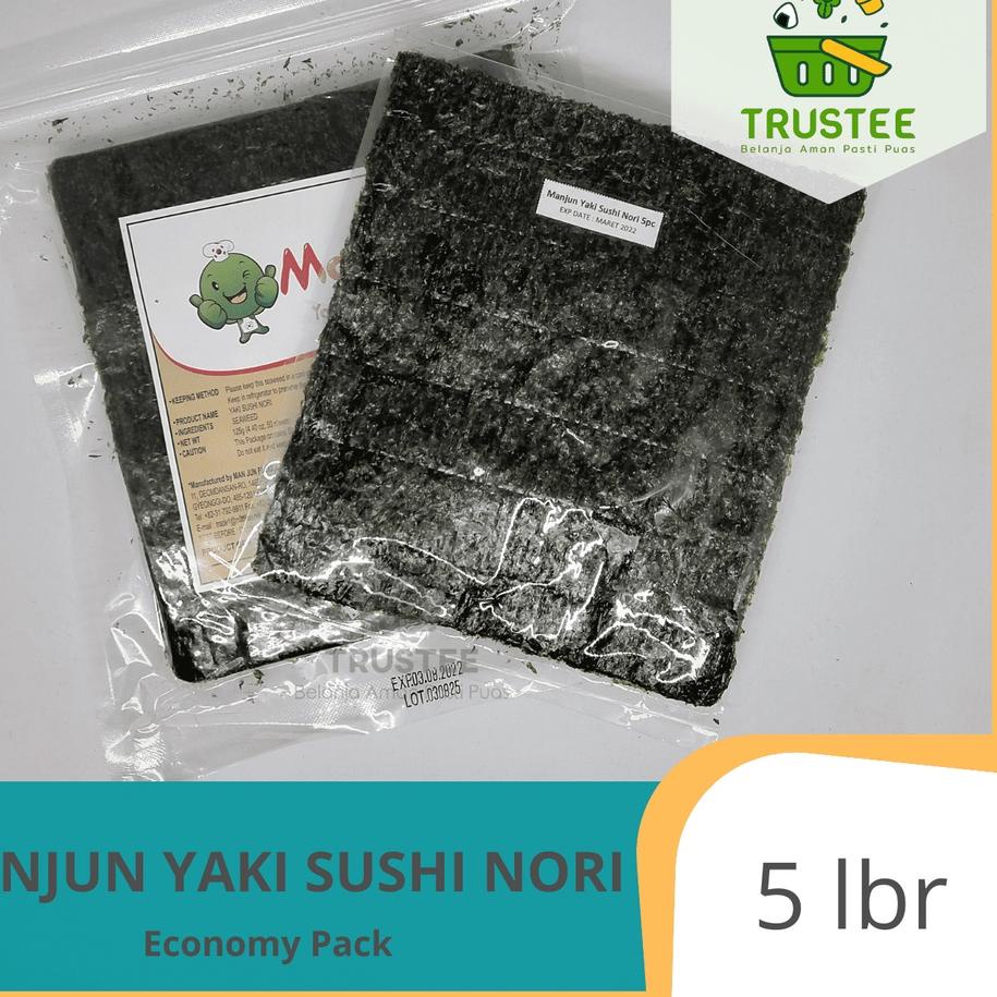 

SPECIAL PRICE Manjun Nori HALAL Seaweed Rumput Laut Sushi Gimbap Korean Yaki Sushi Nori ISI 5pcs lembar sheet ☼ 886