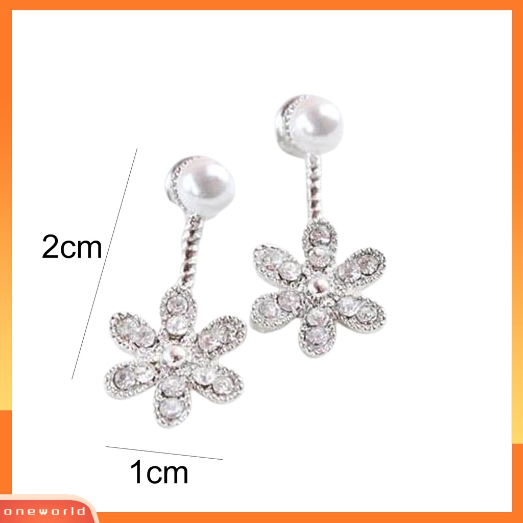 [WONE] Anting Wanita Manis Lima Daun Bunga Berlian Imitasi Mutiara Ear Studs Untuk Pernikahan