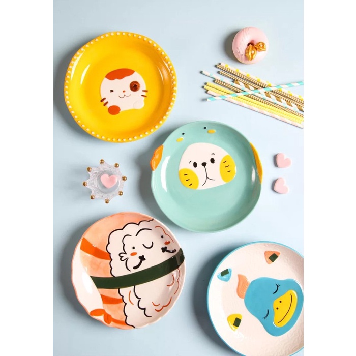Cartoon Character Plate / Piring Makan Anak Keramik Kartun Lucu Unik