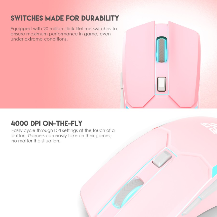 Fantech Venom II WGC2+ / WGC2 Plus Pink RGB Wireless Gaming Mouse