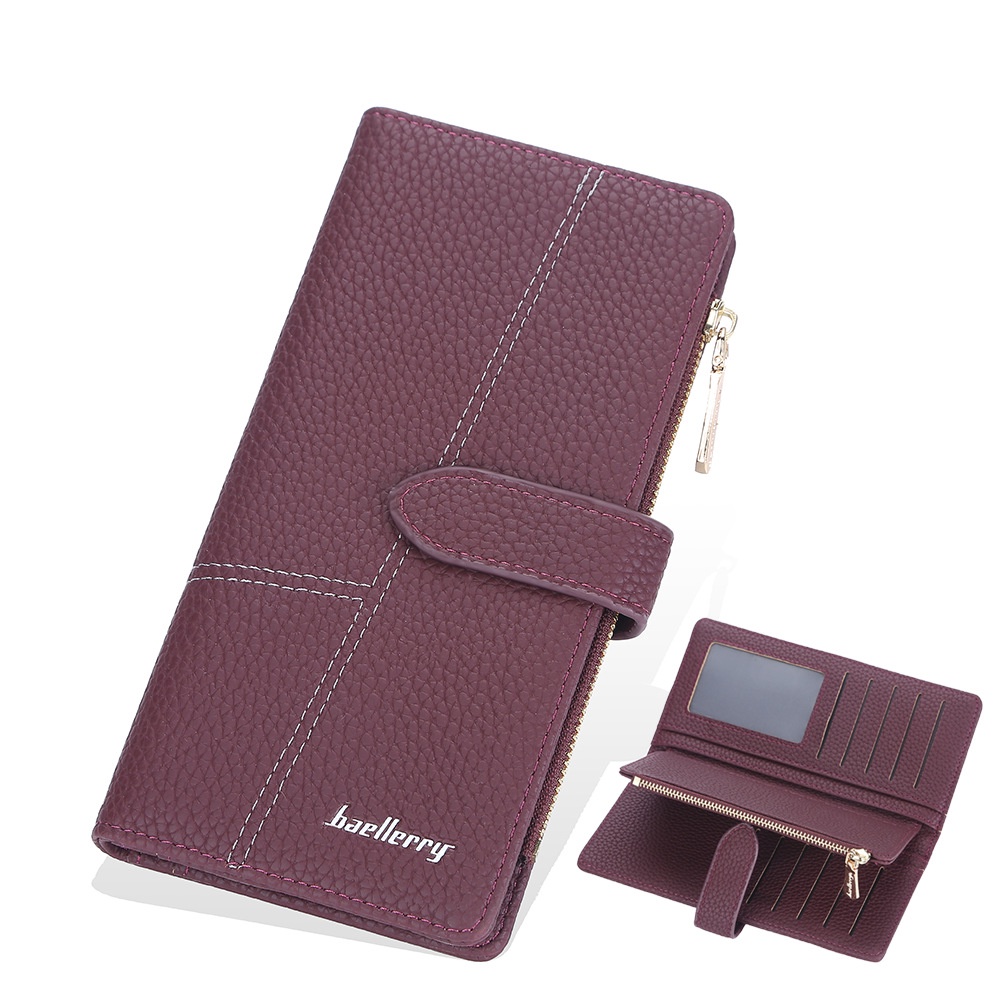 DOMPET LIPAT PANJANG WANITA BURGUNDY BAELLERRY ORIGINAL KULIT KESACHI KARTU WA618M2 IMPORT KOREA SLOT RESLETING PREMIUM UANG KOIN BRANDED REMAJA KEKINIAN CEWEK MURAH BATAM