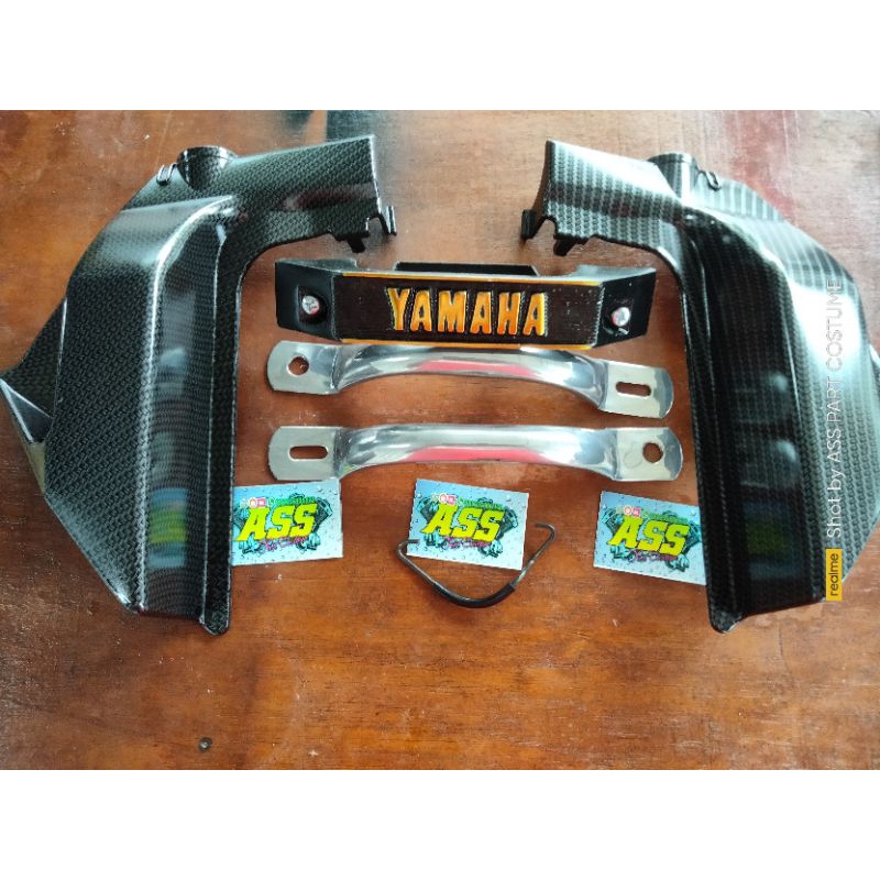 Air scoop RX KING New mata kucing+behel samping kanan kiri crome+kumis kucing hitam gold+kawat