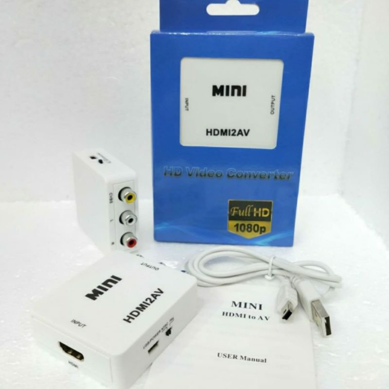 [C0D] MINI HDTV TO AV RCA CONVERTER ADAPTER 1080P / BISA UNTUK PS3 LAPTOP KE TV TABUNG