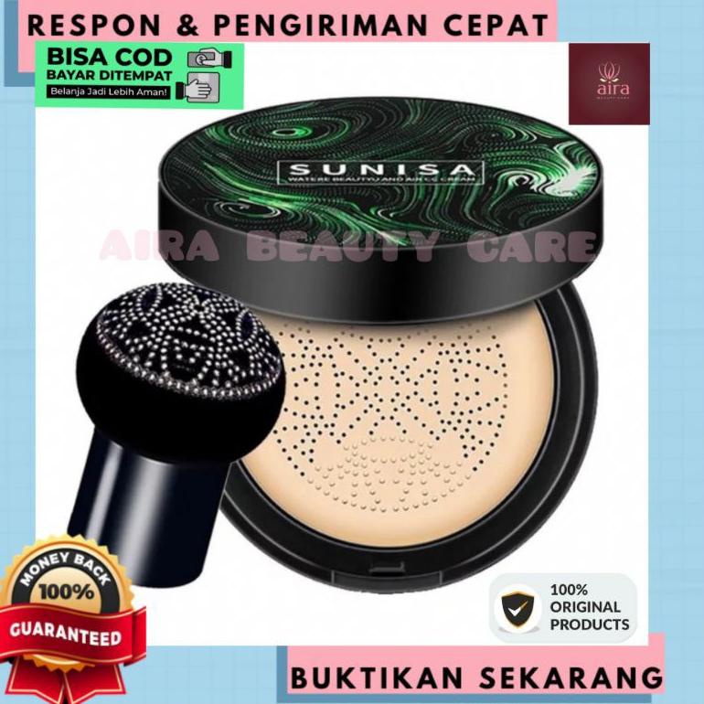 ✼Harga Termurah (ORIGINAL 100%) SUNISA MUSHROOM BEDAK TAHAN AIR BB CREAM CC CREAM KRIM BEDAK CUSHION WATERPROOF COD V34