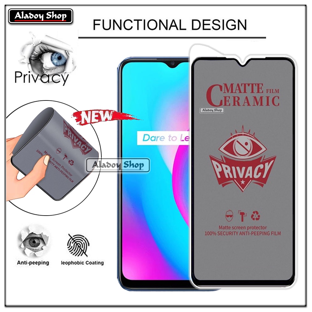 PAKET 2IN1 Anti Gores Privacy Realme C15 + Tempered Glass Kamera