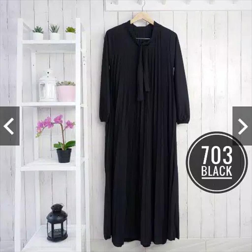 MJS 101 - Gamis Muslim Plisket Bahan Hyget Long Dress Plisket