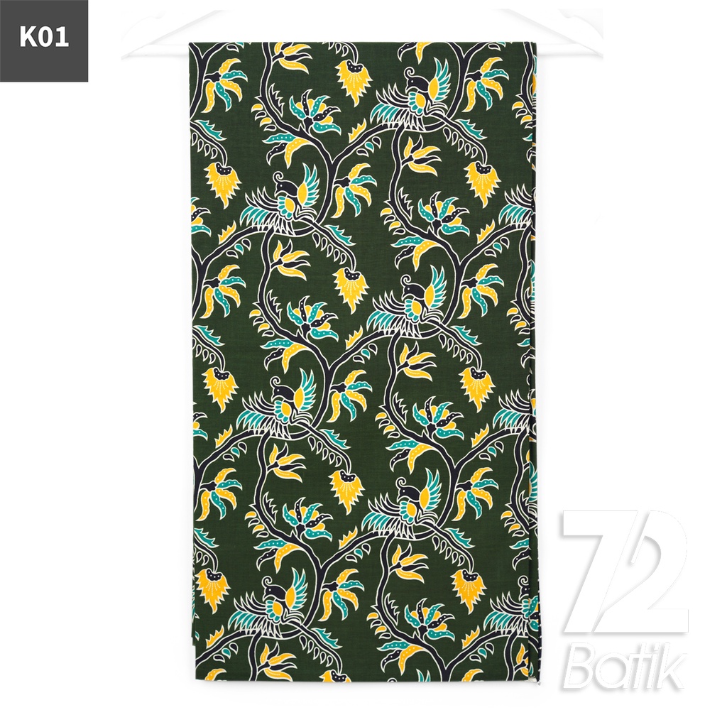 KAIN BATIK KATUN Premium Motif Burung Ekor Pendek Warna Biru 723044 Cap 72IL Jarik Jarit Samping Kebat Panjang Batik Katun Modern Premium Bahan Seragam Batik Pernikahan Kantor Keluarga Murah Kamen Jadi Batik Bali Lembaran