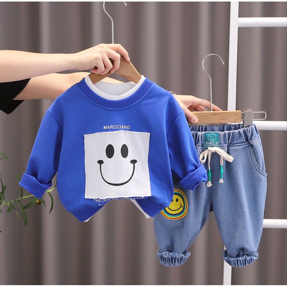PROMO!!! SETELAN SWEATER BAWAHAN JEANS PANJANG/PROMO SETELAN ANAK LAKI-LAKI DAN PEREMPUAN/SETELAN JEANS ANAK TRENDY MASA KINI  1-5 TAHUN
