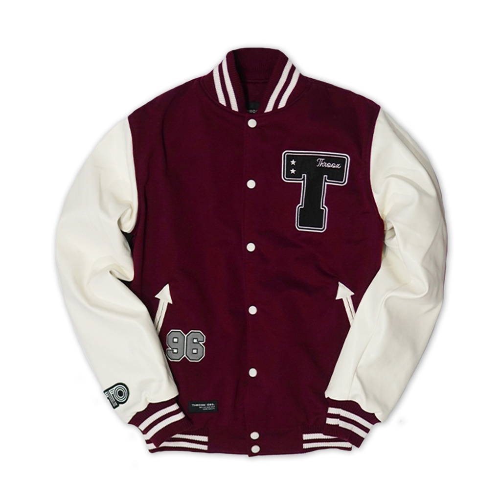 Throoxoriginal Varsity Bomber Merah Grace Maroon || Jacket Throox