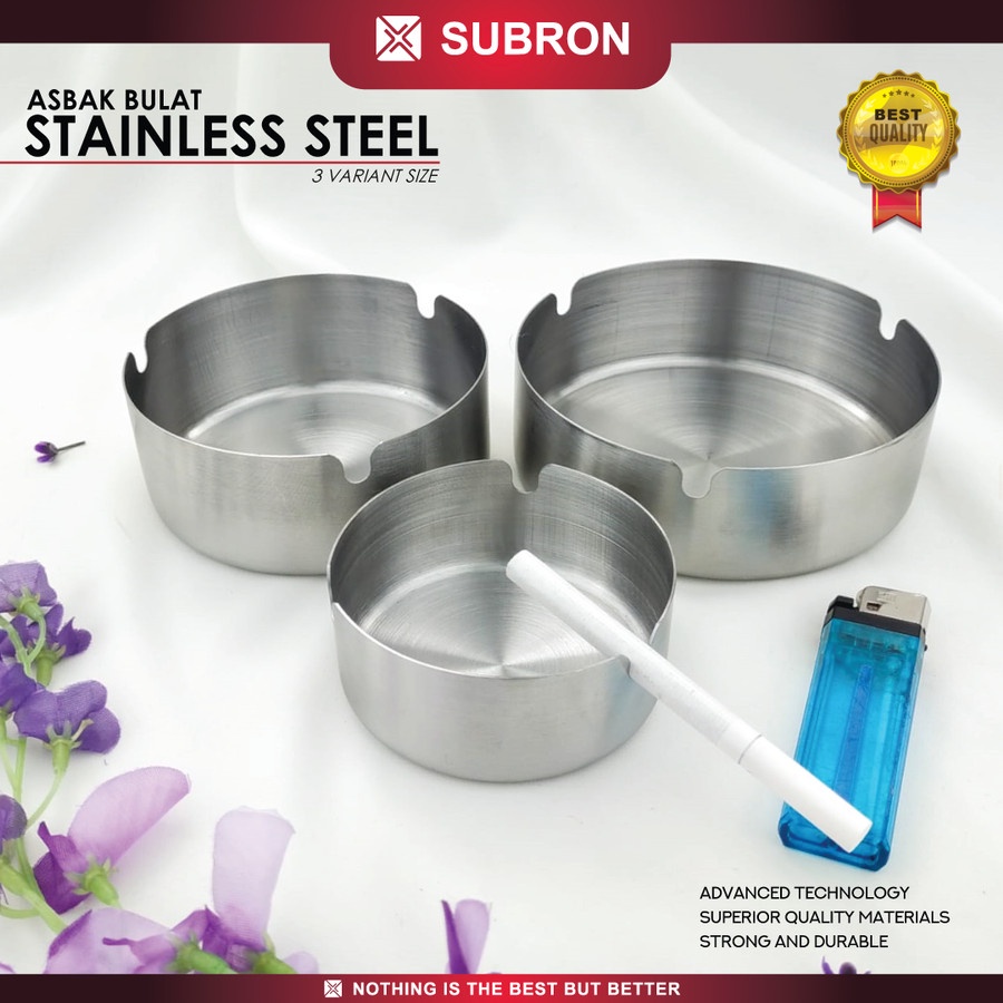 Asbak Stainless Diameter 8cm 10cm 12cm Rokok Bulat - SUBRON