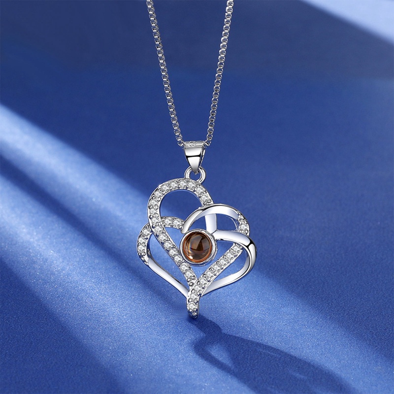 Rose Gold 100bahasa I Love You Proyeksi Liontin Kalung Cinta Romantis Memori Pernikahan Kalung Untuk Wanita