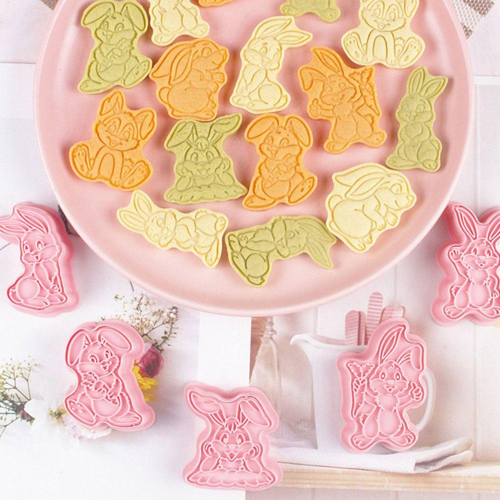 Top 8pcs/set 3D Easter Rabbit Alat Kue Pastry Dekorasi Plastik Bunny Cookie Cutter