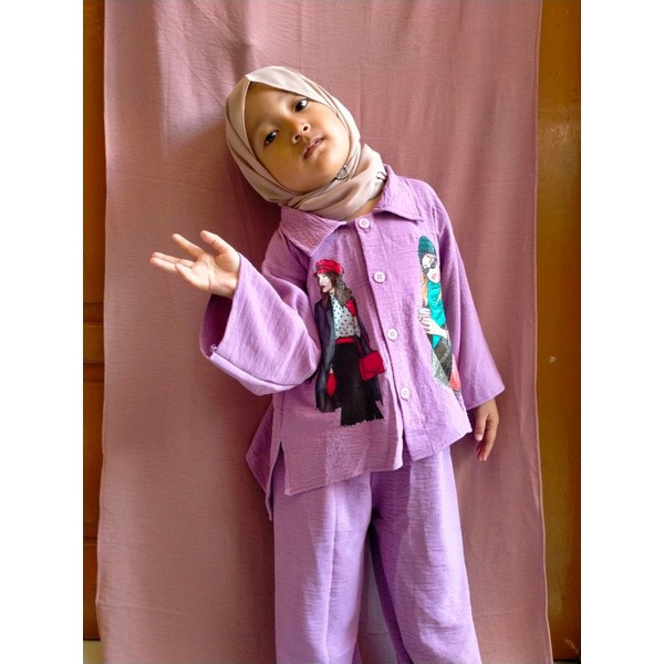 (COD) SETELAN BAJU ANAK / SET KRINKEL USIA 2-7 TAHUN (PILIH WARNA)