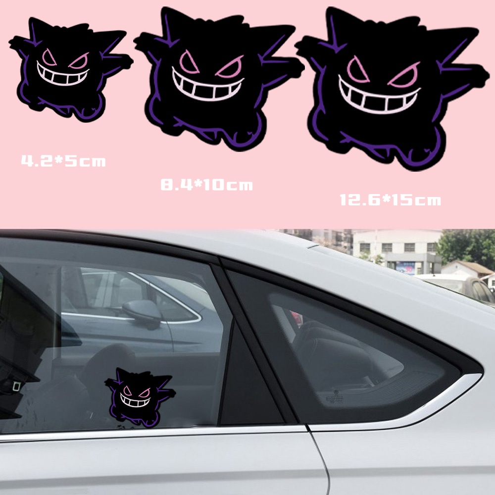 Pocket Monster Kartun Lucu Gengar Fender Bodi Sepeda Motor Kaca Depan Stiker Dekoratif Mega Poison Atribut Genie Mobil Depan dan Belakang Gear Window Fuel Tank Cover Decal