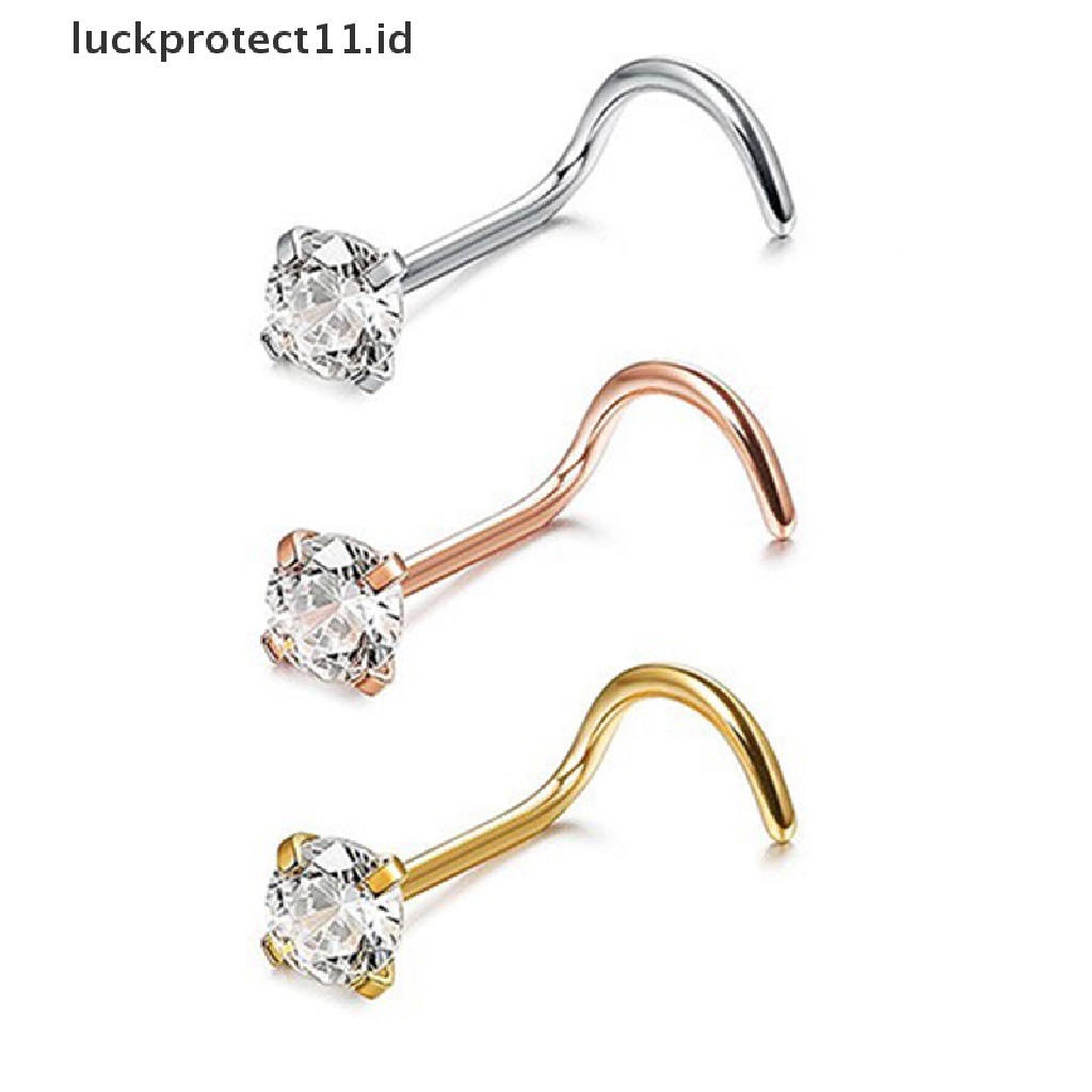 /Fashion Hot// Fashion// 1Pc Cincin Hidung Kristal Stainless Steel Nose Stud Rings Hadiah Perhiasan Tubuh.