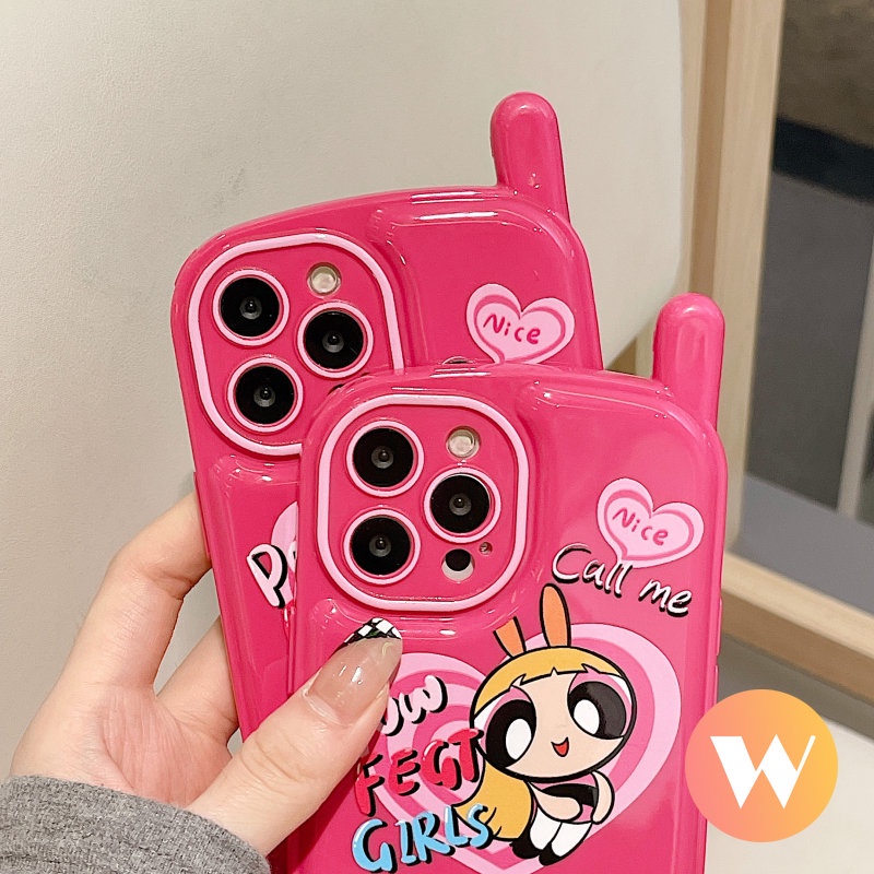 IPHONE Retro Vintage Personality Cellular Soft Case Kompatibel Untuk Iphone11 7 8 Plus 11 13 12 14 Pro Max XR X XS Max SE Cinta Hati Lucu The Powerpuff Girls Phone Shape Air Cushion Cover