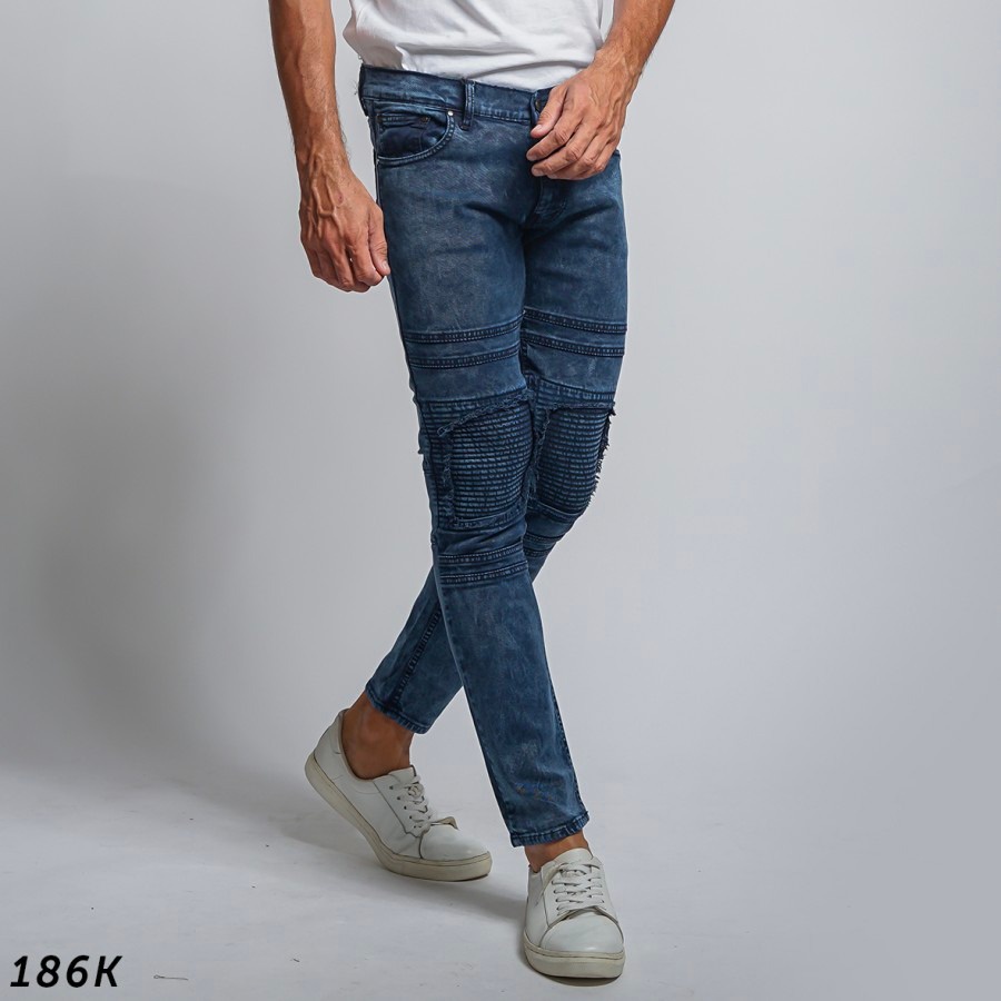 CELANA JEANS SKINNY BIKERS PATCH PRIA PULL&amp;BEAR SOFT JEANS STRETCH