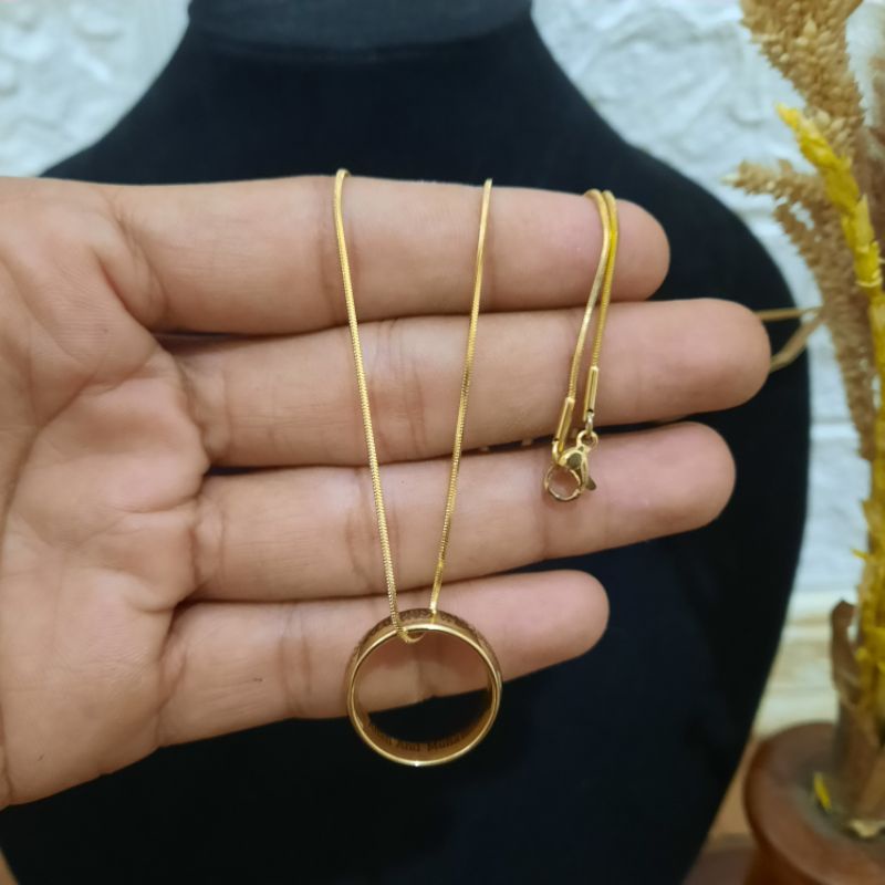 KALUNG EMAS + CINCIN PRIA DAN WANITA TITANIUM ASLI