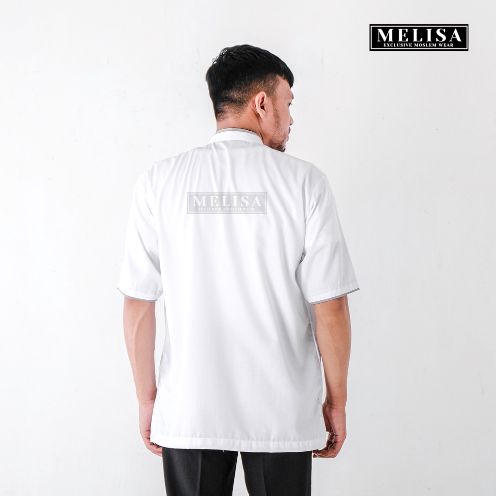 baju koko pria kemko tangan pendek bahan katun toyobo motip simpel dan elegan size M L XL baju muslim polos promo baju muslim terbaru-WARNA PUTIH POLOS
