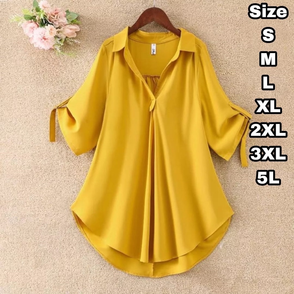 Zoli Kemeja Kerja Wanita Dewasa Jumbo Blouse Big Size Pakaian Wanita Oversize S M L XL XXL XXXL 5L