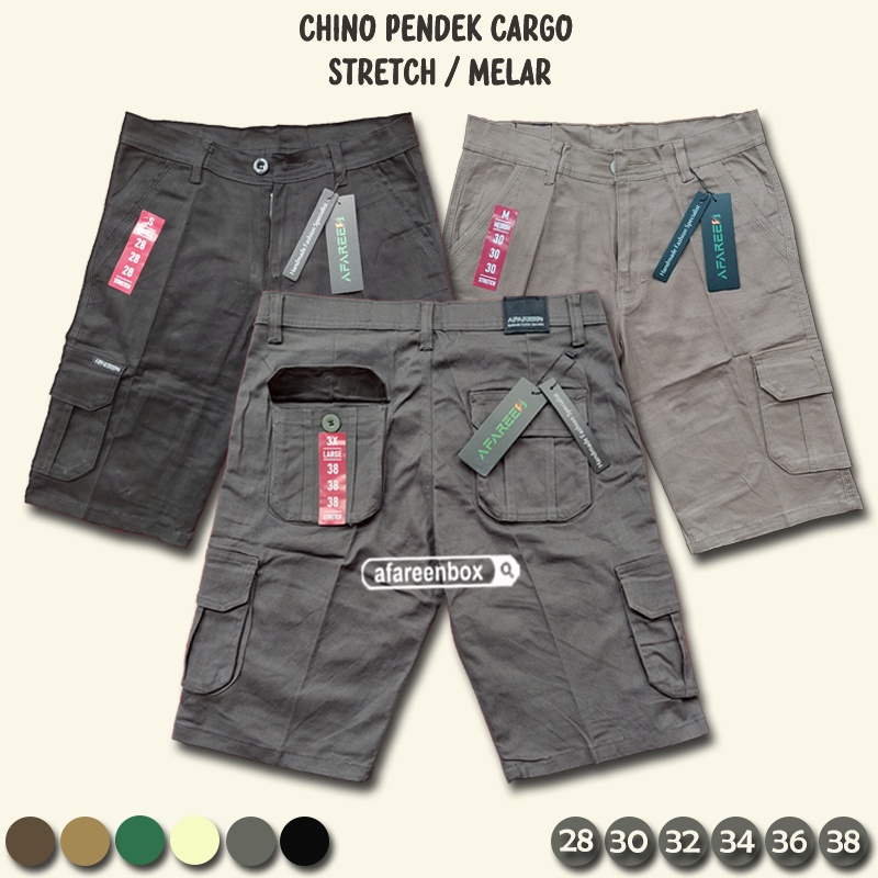 AFAREEN - Celana Cargo Pendek Pria Chino Pendek Cargo Premium