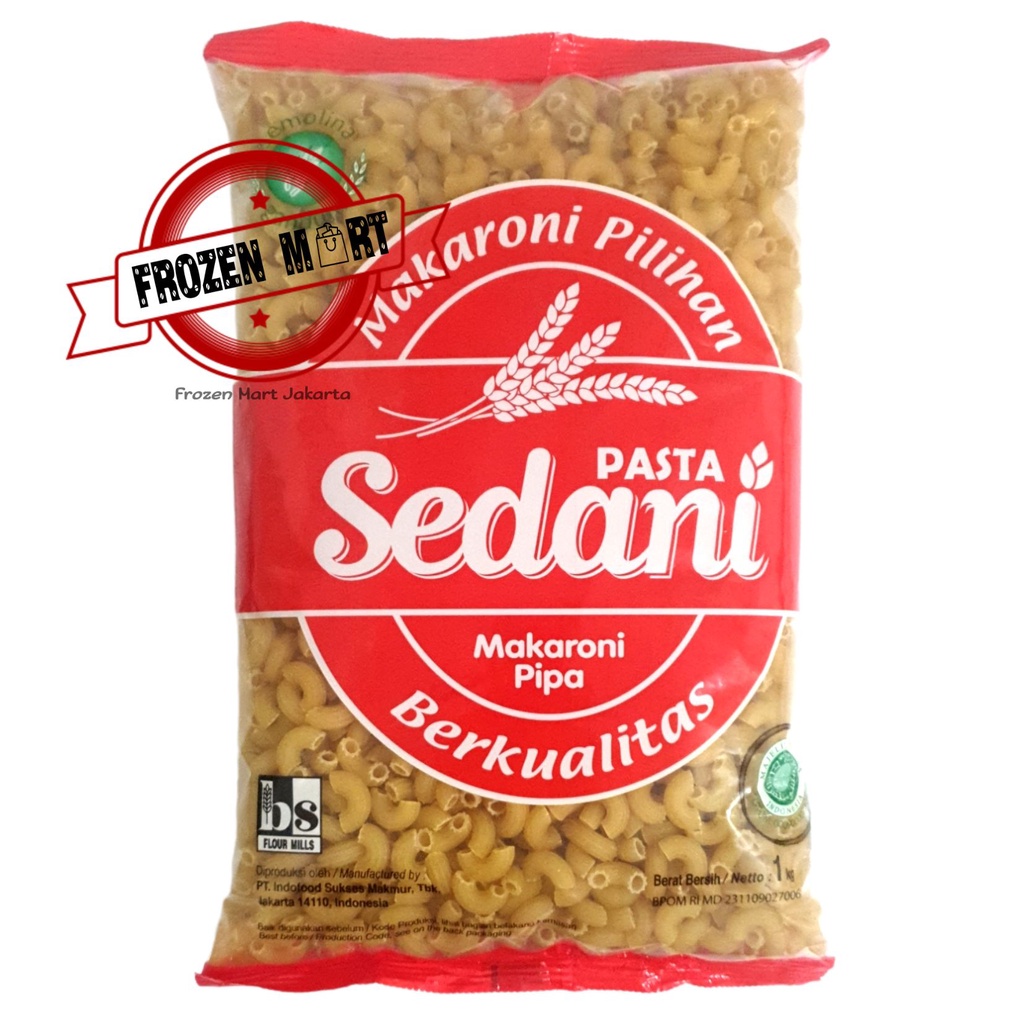 Pasta SEDANI Makaroni Pipa / Makaroni Rebus / Elbow Macaroni Pasta 1Kg