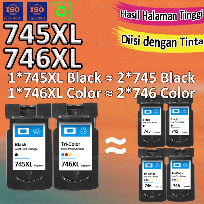 [XL Kapasitas Besar] Compatible Canon 745 XL Canon 746 XL Canon 745 746 Canon 745 Black Canon 746 Co