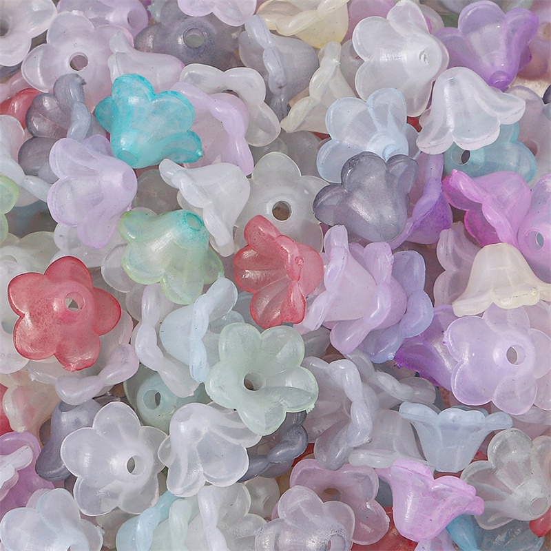 12x7mm Akrilik Warna Campur Windbell Morning Glory Flowers Beads Charms Untuk DIY Anting Gelang Gantungan Kunci Kerajinan Membuat Perhiasan