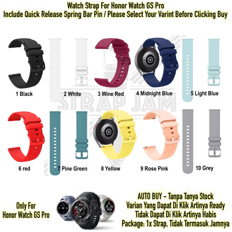 PWK Tali Jam Tangan Honor Watch GS Pro - Strap 22mm Silikon Rubber Warna