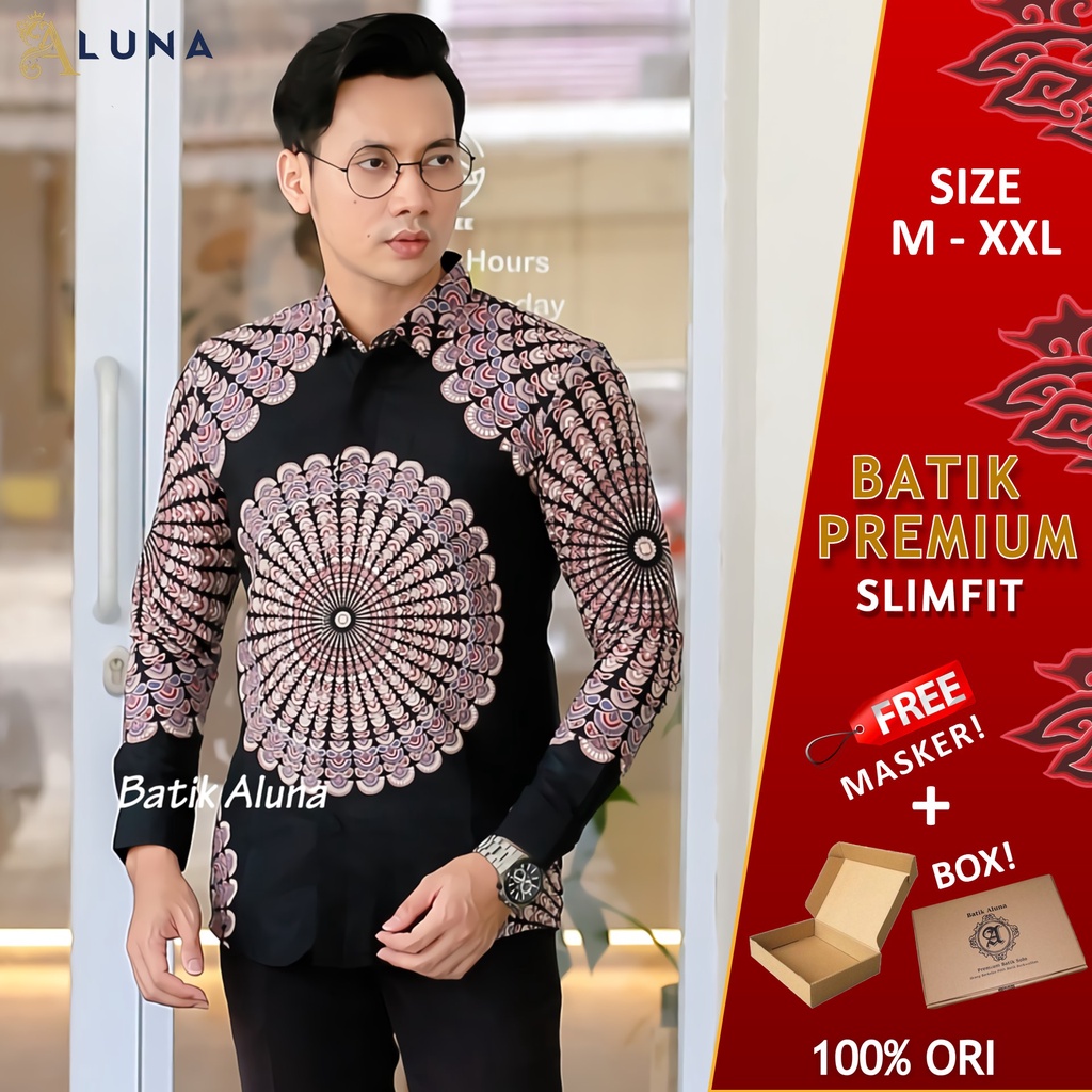 Batik Pria Lengan Panjang Slimfit Atasan Batik Premium Pria Cowok Batik Pekalongan Kekinian Original Modern Seragam Kantor Jumbo SBA 04