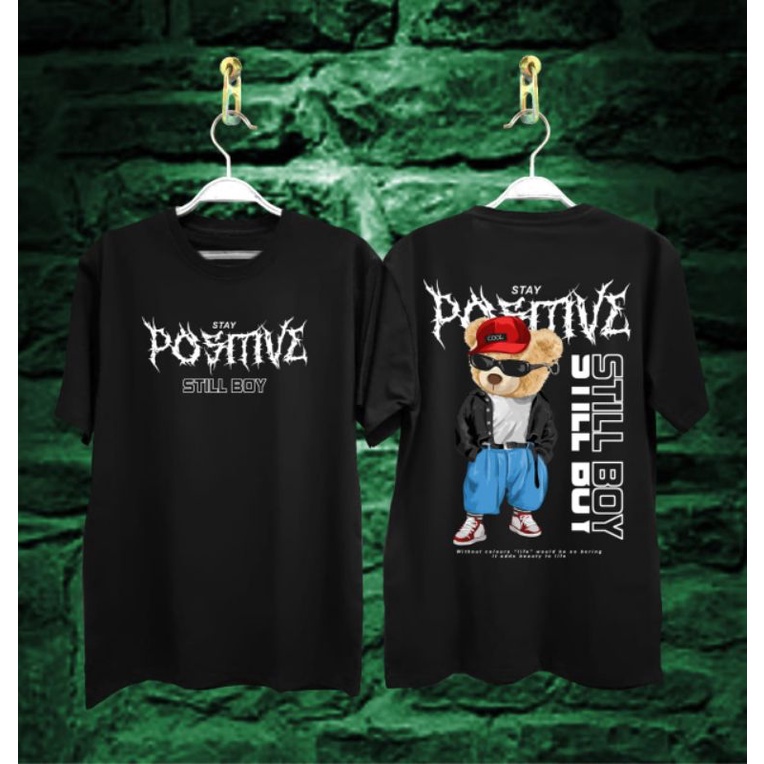 Baju distro pria lengan pendek beruang still boy / kaos beruang keren / baju kaos beruang stay posit