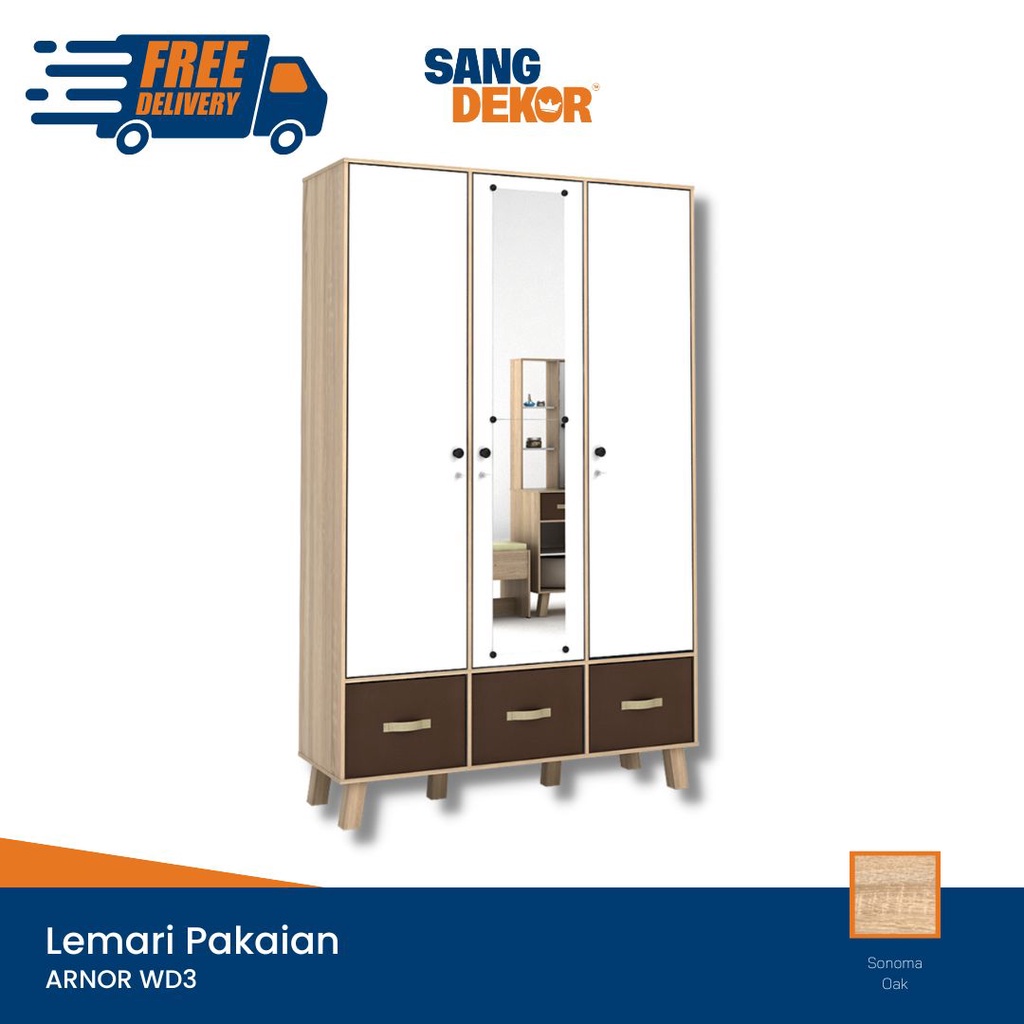 ARNOR WD3 LEMARI PAKAIAN/LEMARI BAJU/LEMARI SERBAGUNA