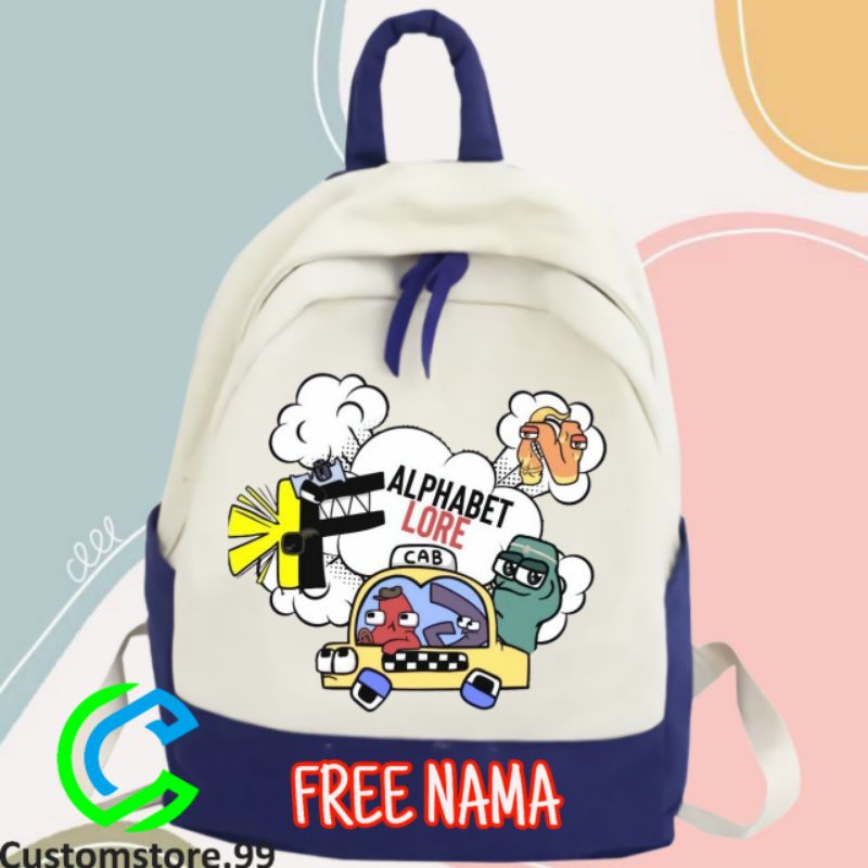 TAS RANSEL ANAK ALPHABET LORE FREE NAMA TAS ANAK SEKOLAH