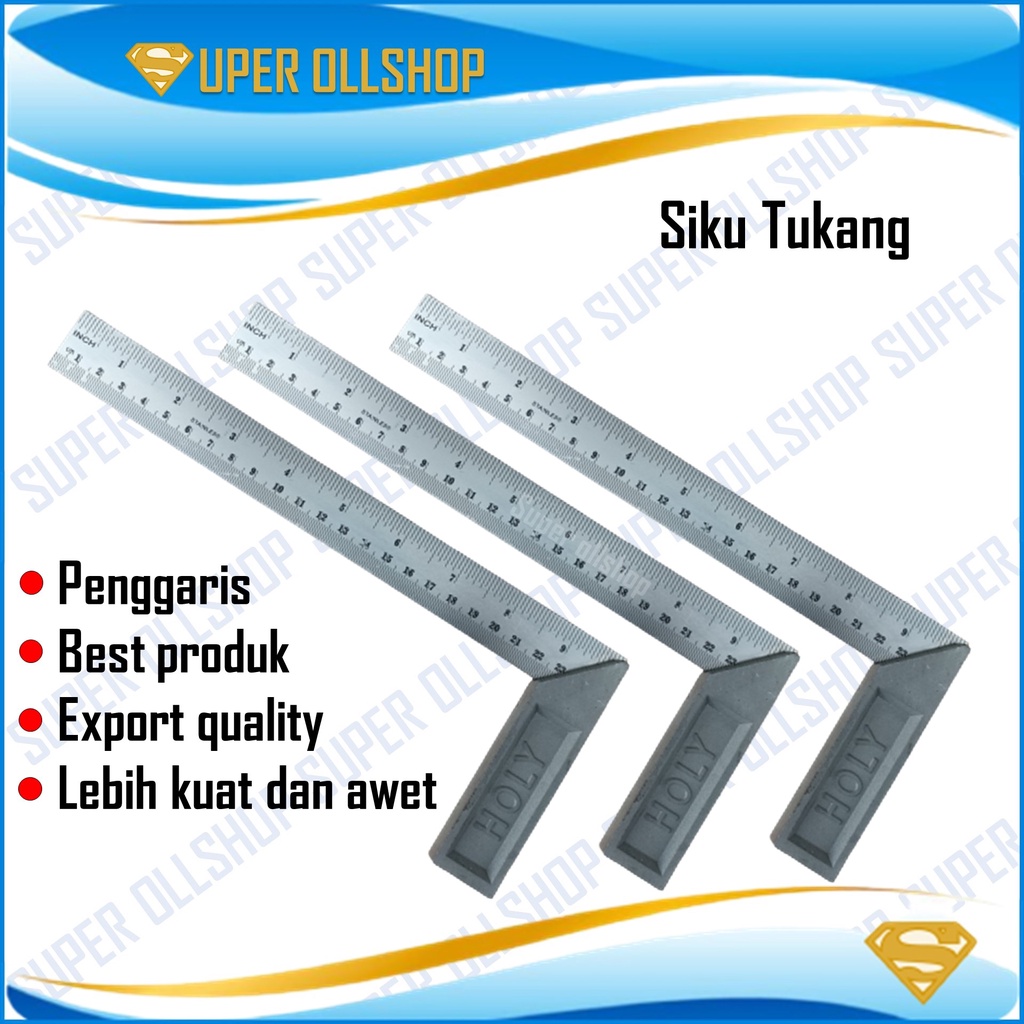 Penggaris Siku Tukang Besi Pasekon 25 cm 10 inch / 30 Cm 12 inch Termurah Alat Ukur Akurat