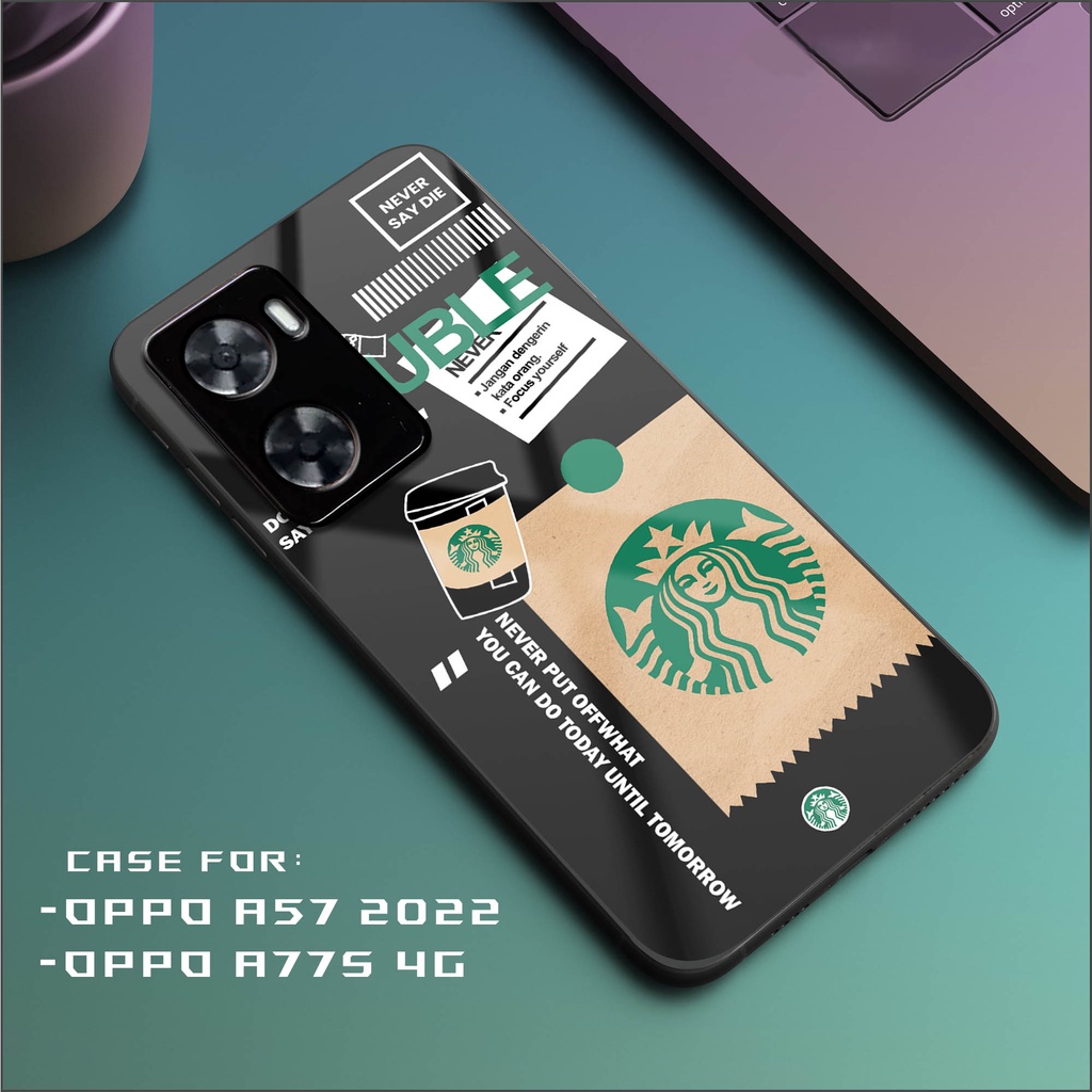 Casing Oppo A57 2022 - OPPO A77S Hardcase 2D Glossy Case Motif STARBUCKS
