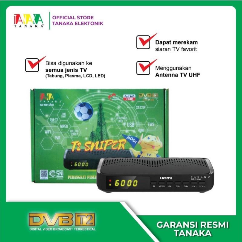 Set Top Box TV Digital STB Tanaka T2 Sniper DVB Wifi 2 USB Port Hijau