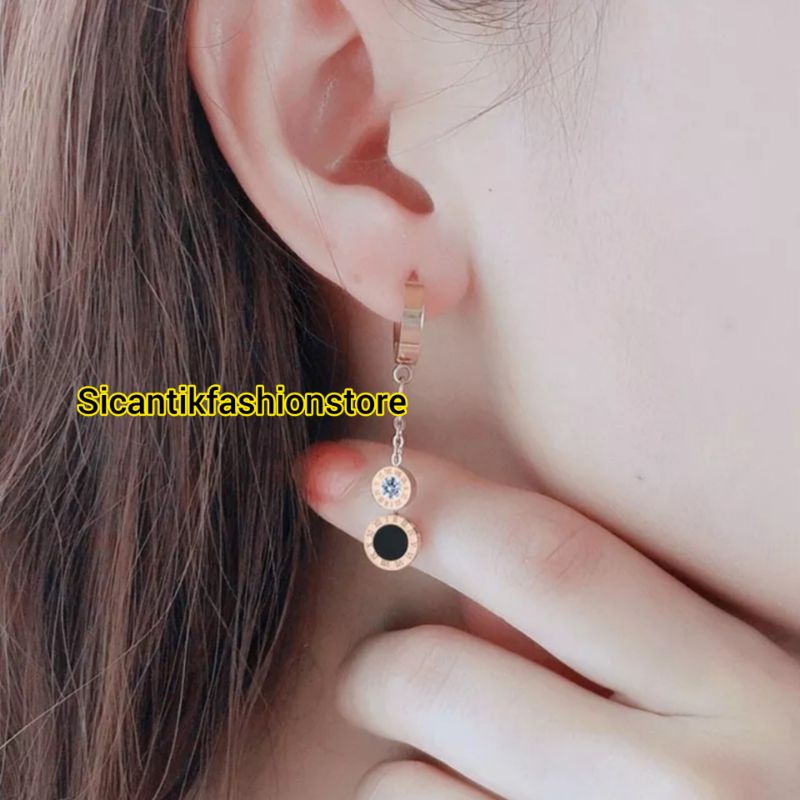 ANTING WANITA B&lt;LGARI TITANIUM ASLI TITANIUM ANTI KARAT SELAMANYA ANTING WANITA KOREA TUSUK KEKINIAN ANTING B&lt;ULGARI WANITA ANGKA ROMAWI ANTING WANITA ANGKA ROMAWI