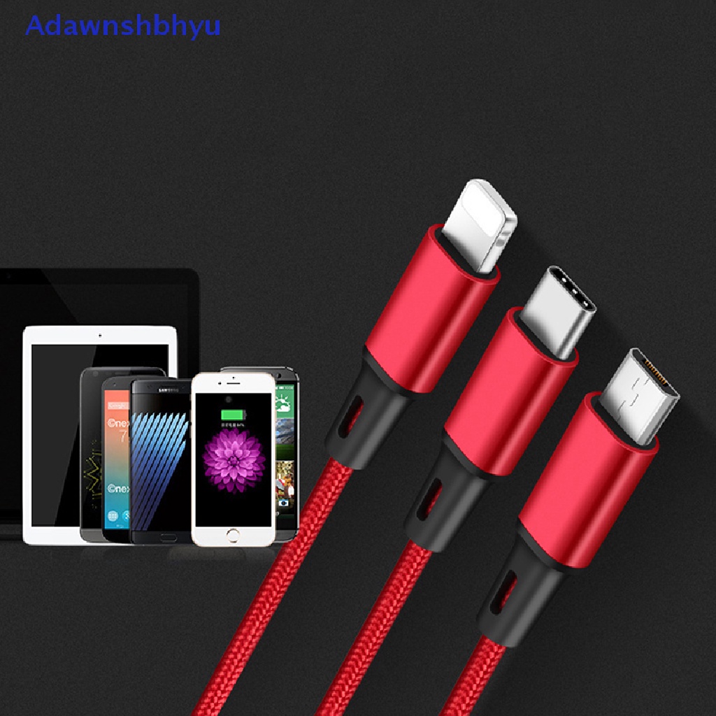 Adhyu Kabel 3in1 Multi Type-C Micro USB Data Sync Fast Charging Untuk iPhone Android  Id