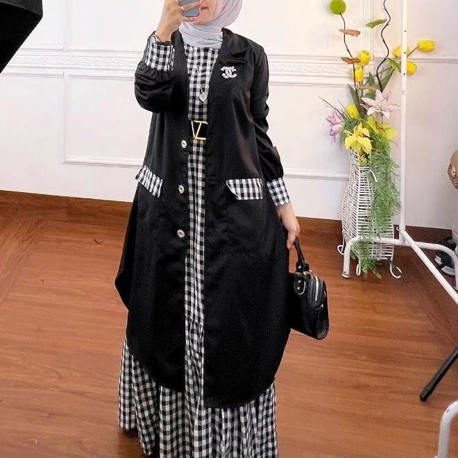 ±±± R.A - Chiki Set Premium Setelan Gamis Blazer Korean Style Wanita Dress Maxi 2in1 Fashion Muslim 