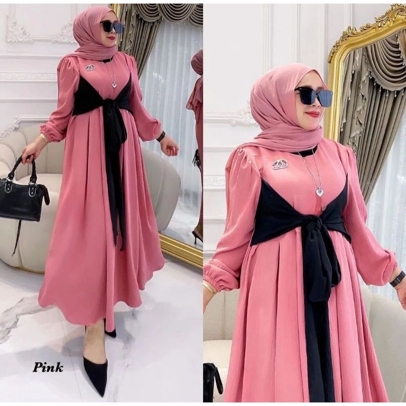 Gamis Lesty  Viral / Gamis Modern Masa kini/ Gamis Crinkle Airflow