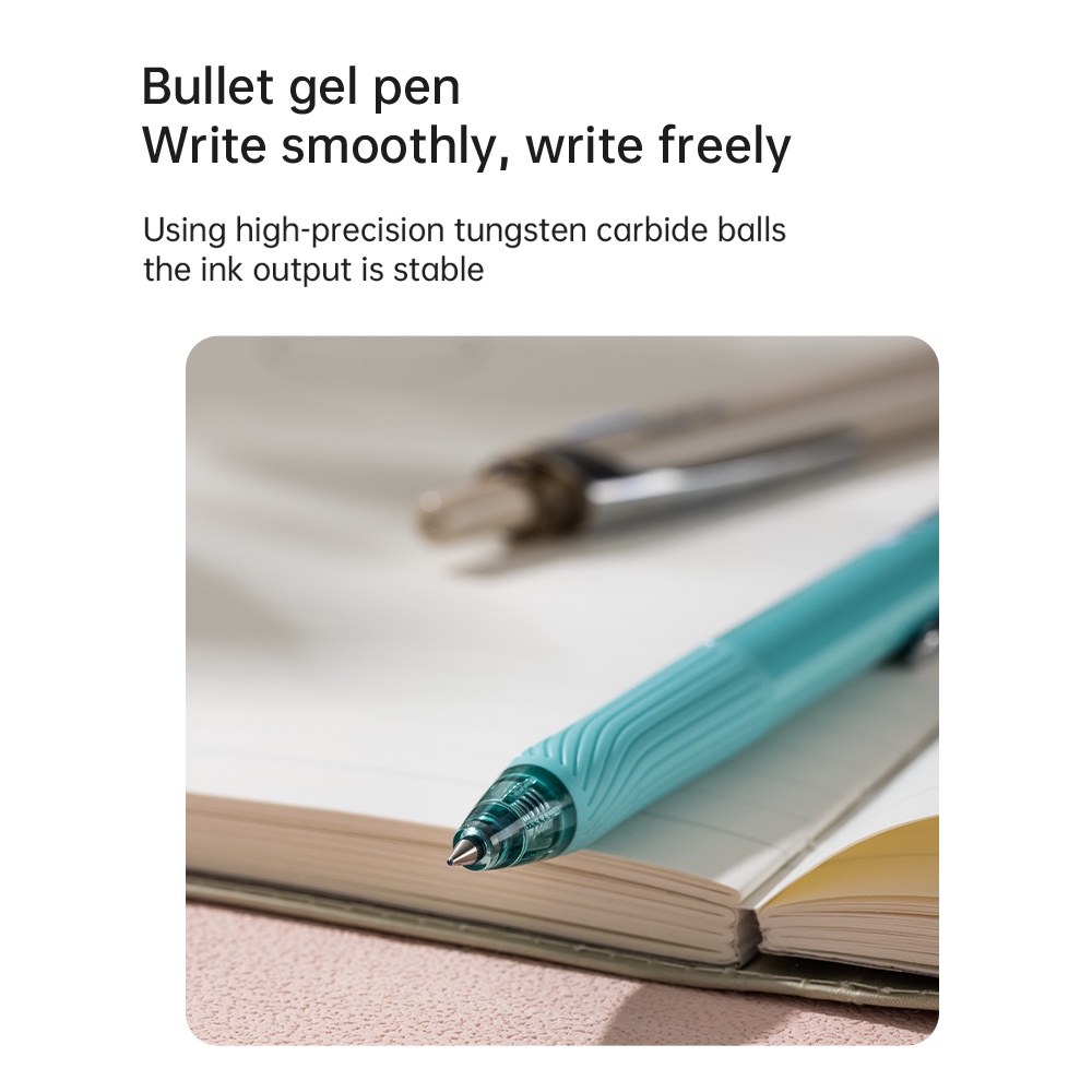 Nusign Retracable Gel Pen / Pulpen Gel Cetak 0.7 mm Tinta Hitam Biru Body Pastel ENS666