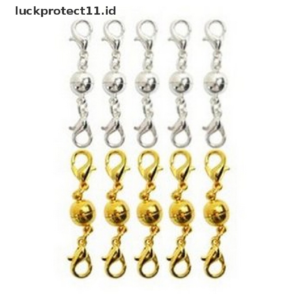 /Fashion Hot// Fashion// 10pcs Gold &amp; Silver Ball Tone Magnetic Lobster Clasps Untuk Perhiasan Kalung.
