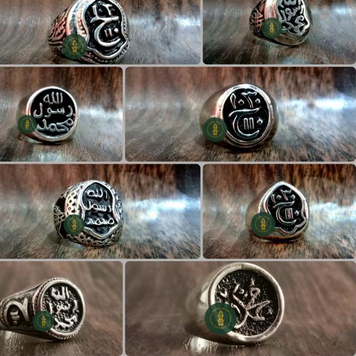 ⇥ Cincin Ring Perak Alpaka Terompah Darkah Tauhid Cincin Model Islami Pria/Wanita ズ