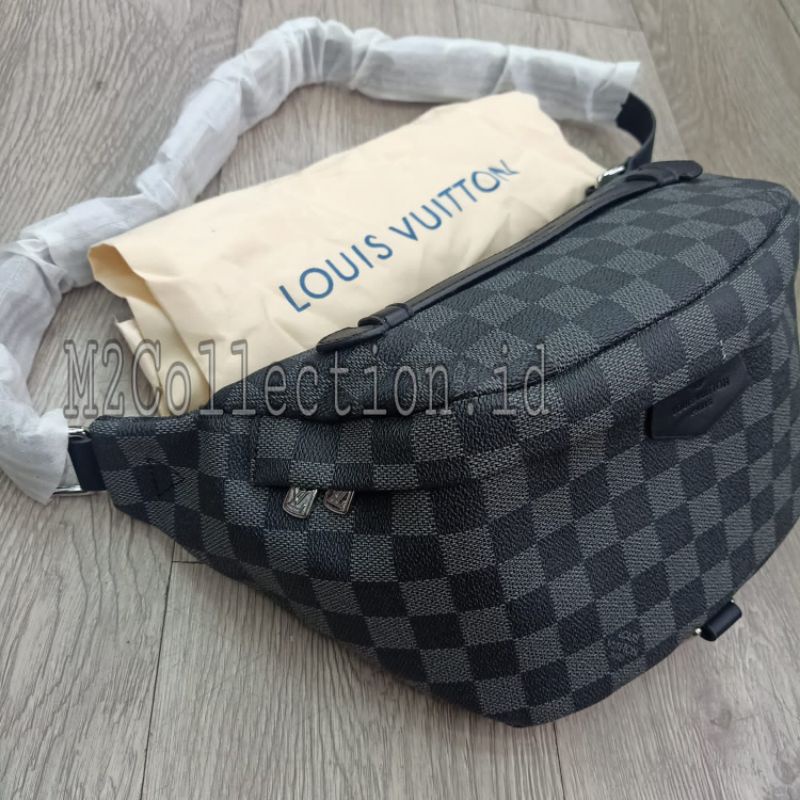 Waistbag LV Damier Black Belt Bag Tas Pinggang Super Premium Import Quality