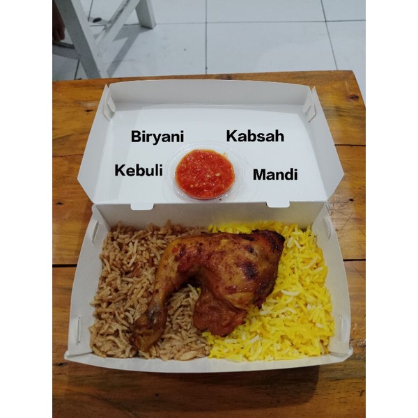 

Nasi Kebuli Beras Basmati, Ayam Panggang, Kambing, Sistawuk (Sate Arab) dari Kebuli Lesta