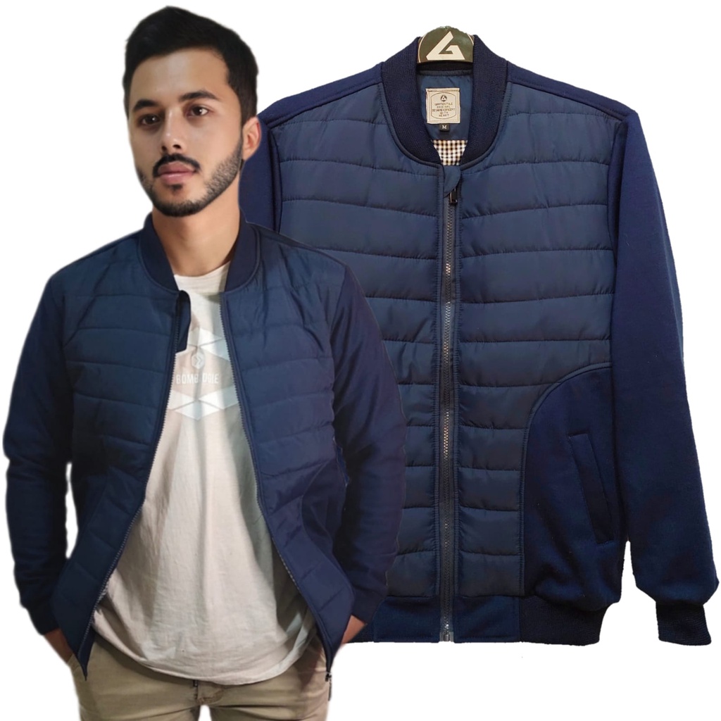 [GARMOST] JAKET BISBOL TERBARU FLEECE PARASUT POLYESTER NAVY BLUE