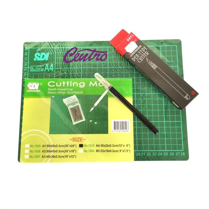 

Terlaris Paket SDI Cutting Mat A4 Plus Pen Cutter 0491 Termurah