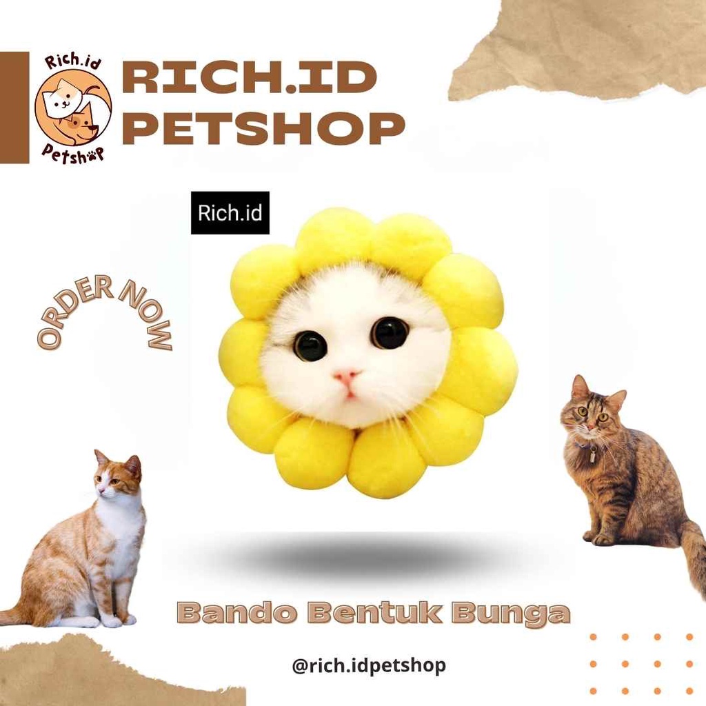 Topi Kucing/Wig Kucing bentuk Bunga Matahari