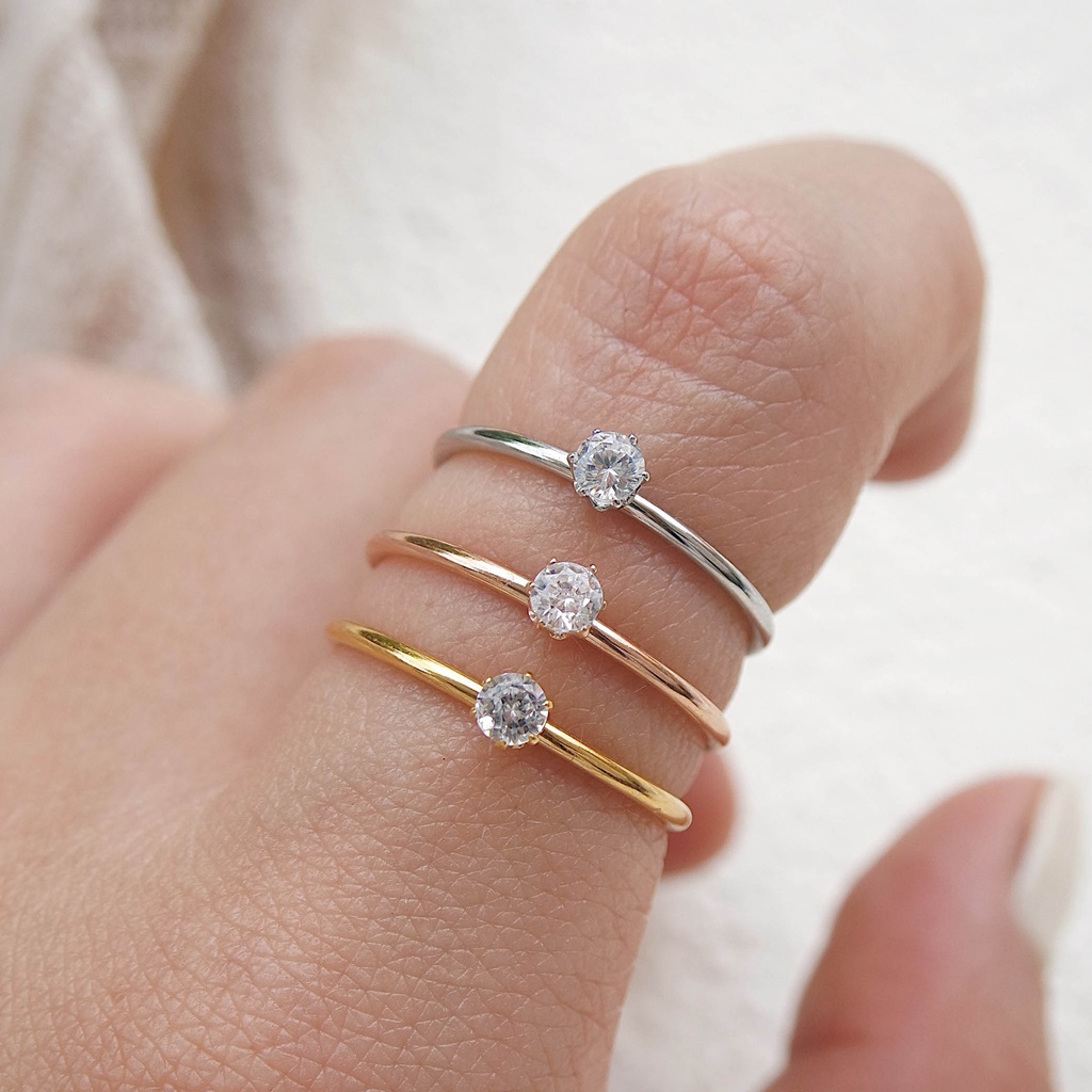 (CINCIN ANTI KARAT) SOPHIA SOLITAIRE RING - STAINLESS STEEL